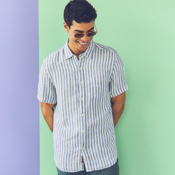 Faherty Short Sleeve Palma Linen Shirt - Picture 1 of 5